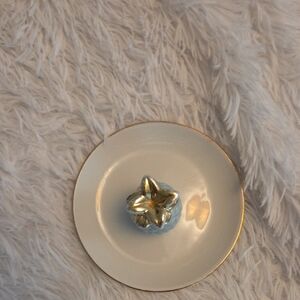 Decorative Pineapple Trinket Dish in White and Gold Baby Blue